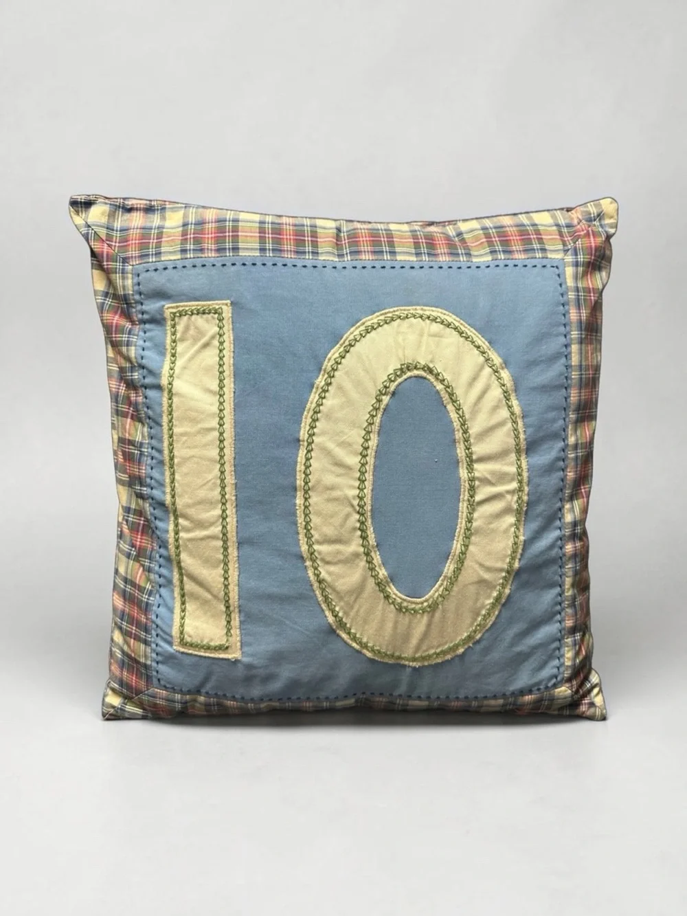 Pottery Barn Kids Throw Pillow - Plaid ‘10’